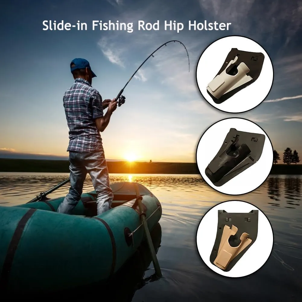 Adjustable Slide-in Fishing Rod Hip Holster, Portable Hands-Free Rod Holder, Quick Draw Waist Belt Inserte Pole Gear for Wading Surf Fly & Bank Fishing White