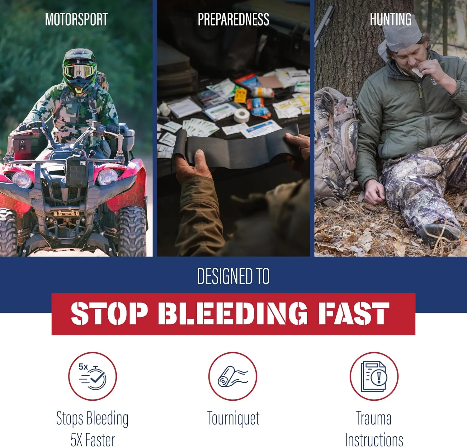 Adventure Medical Kits Trauma Pak Pro with Quikclot & Trauma Tourniquet - First Aid Emergency Kit with Tourniquet, QuikClot Flexible Gauze, Nitrile Gloves & More - Stops Bleeding Fast with Kaolin