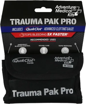 Adventure Medical Kits Trauma Pak Pro with Quikclot & Trauma Tourniquet - First Aid Emergency Kit with Tourniquet, QuikClot Flexible Gauze, Nitrile Gloves & More - Stops Bleeding Fast with Kaolin