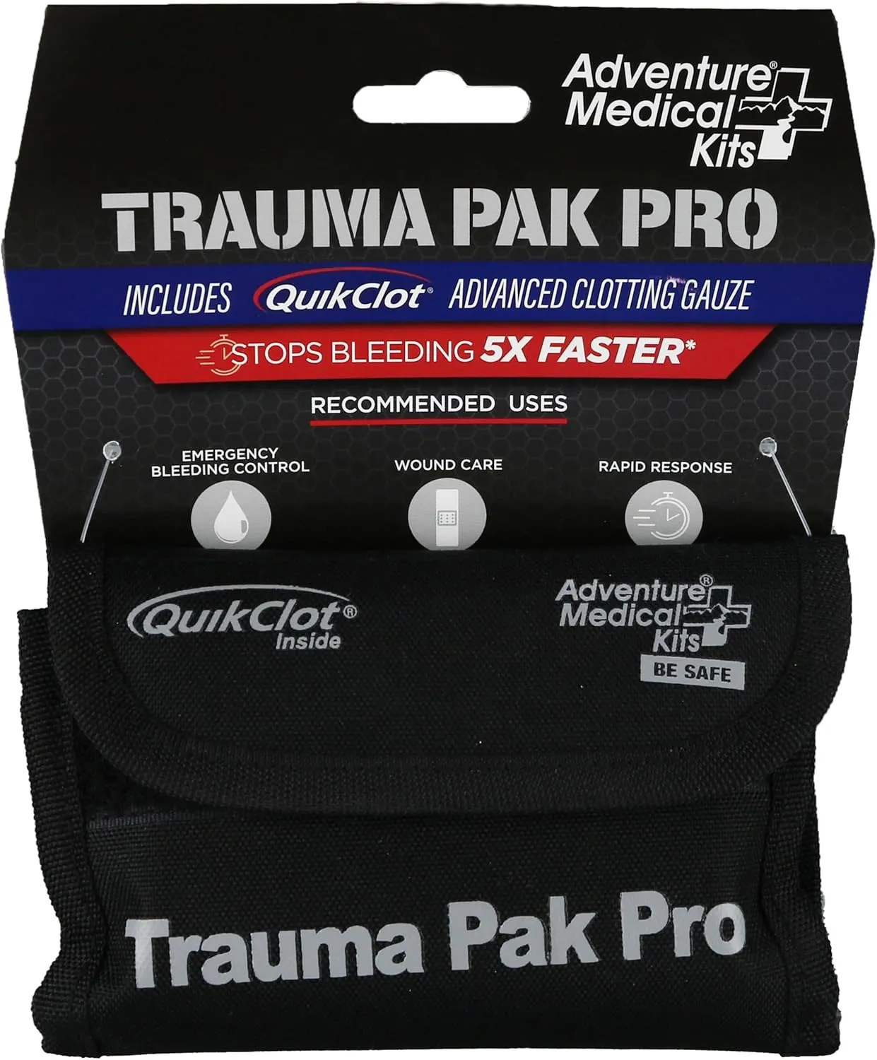 Adventure Medical Kits Trauma Pak Pro with Quikclot & Trauma Tourniquet - First Aid Emergency Kit with Tourniquet, QuikClot Flexible Gauze, Nitrile Gloves & More - Stops Bleeding Fast with Kaolin