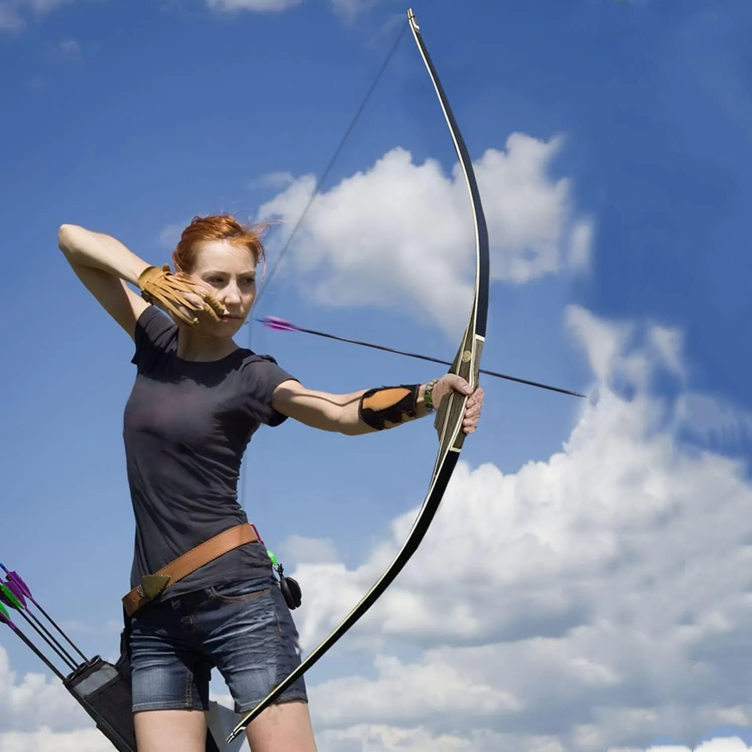 AF Archery Longbow Set, 62" Right Hand Premium Hunting Bow Kit for Archery Enthusiasts, Ergonomic Design All-in-One Longbow