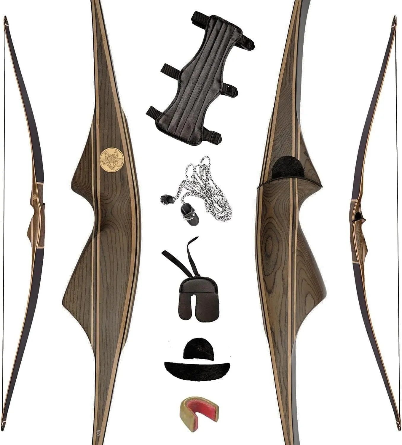 AF Archery Longbow Set, 62" Right Hand Premium Hunting Bow Kit for Archery Enthusiasts, Ergonomic Design All-in-One Longbow