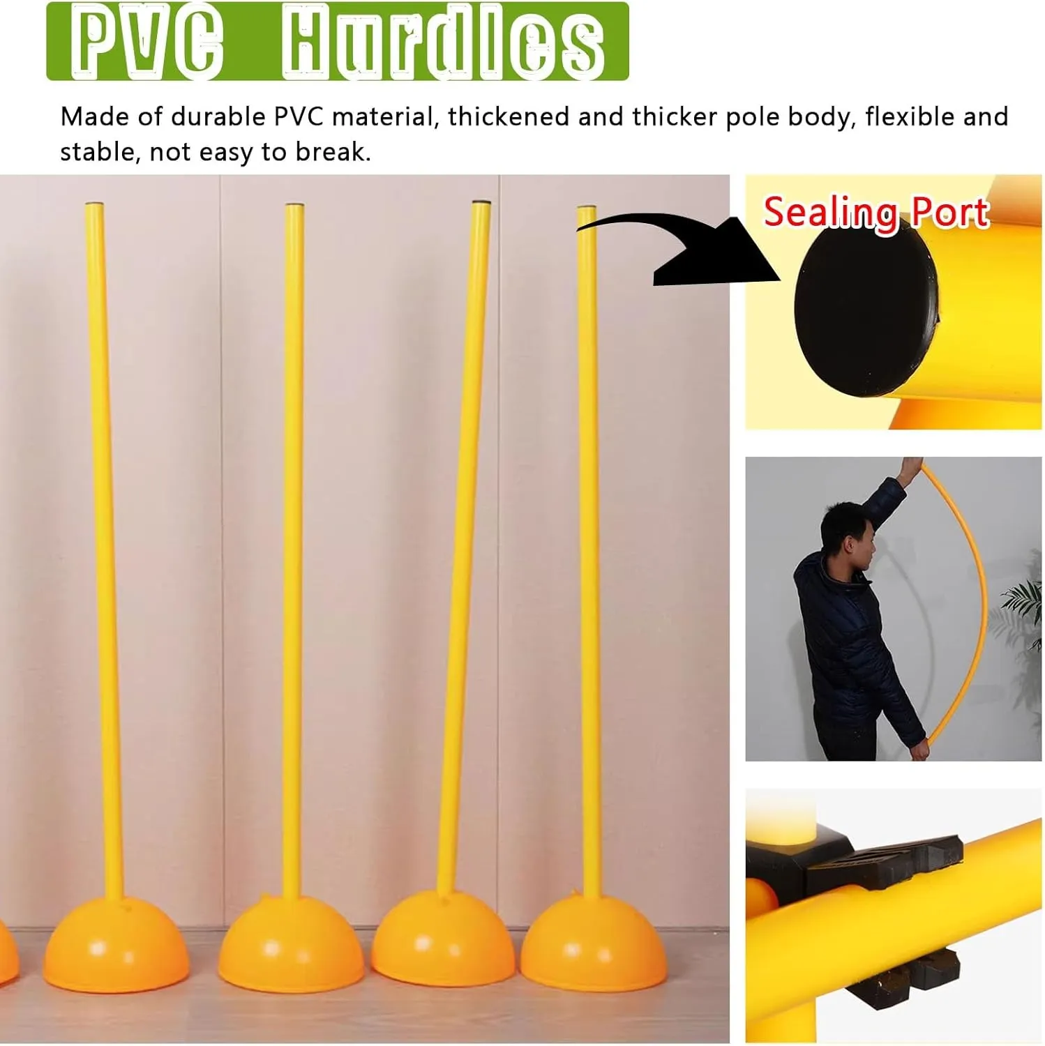 Agility Hurdles Soccer Training Agility Poles, Multi-Function Athletic Speed Hurdles for Athlete/Coach, Portable Sports Team Agility Obstacles Pole, Easy to Install(100cm/39in/3.3ft)