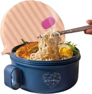 AI LOVE PEACE Ramen Bowl, 40 oz Microwaveable Noodle Cooker for Ramen, Pho, Soup, and Pasta, Dishwasher Safe and Portable, Ideal for Home, Office, Dorm, or Gift (Pink)
