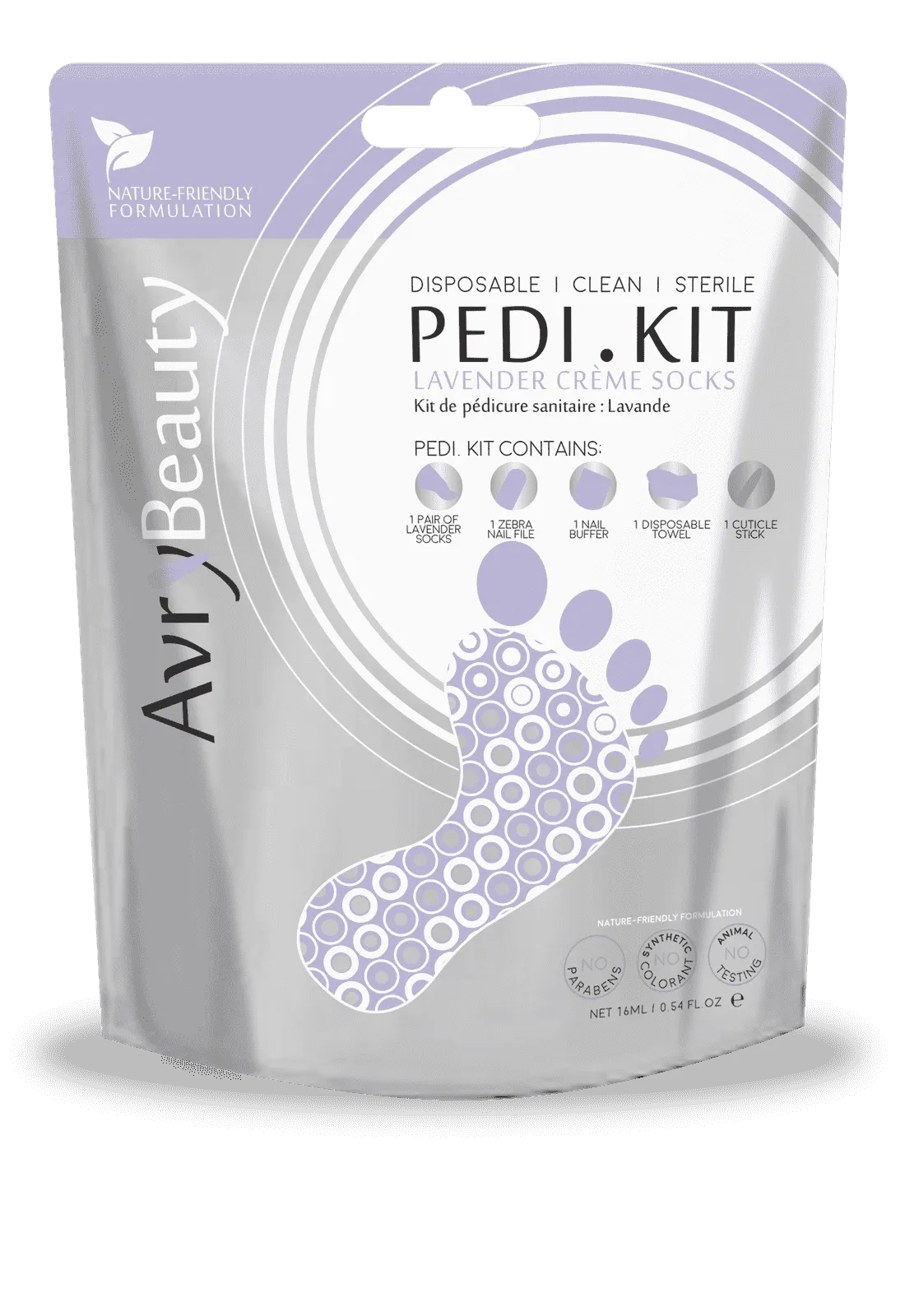All-In-One  Disposable PEDI Kit with Lavender Socks