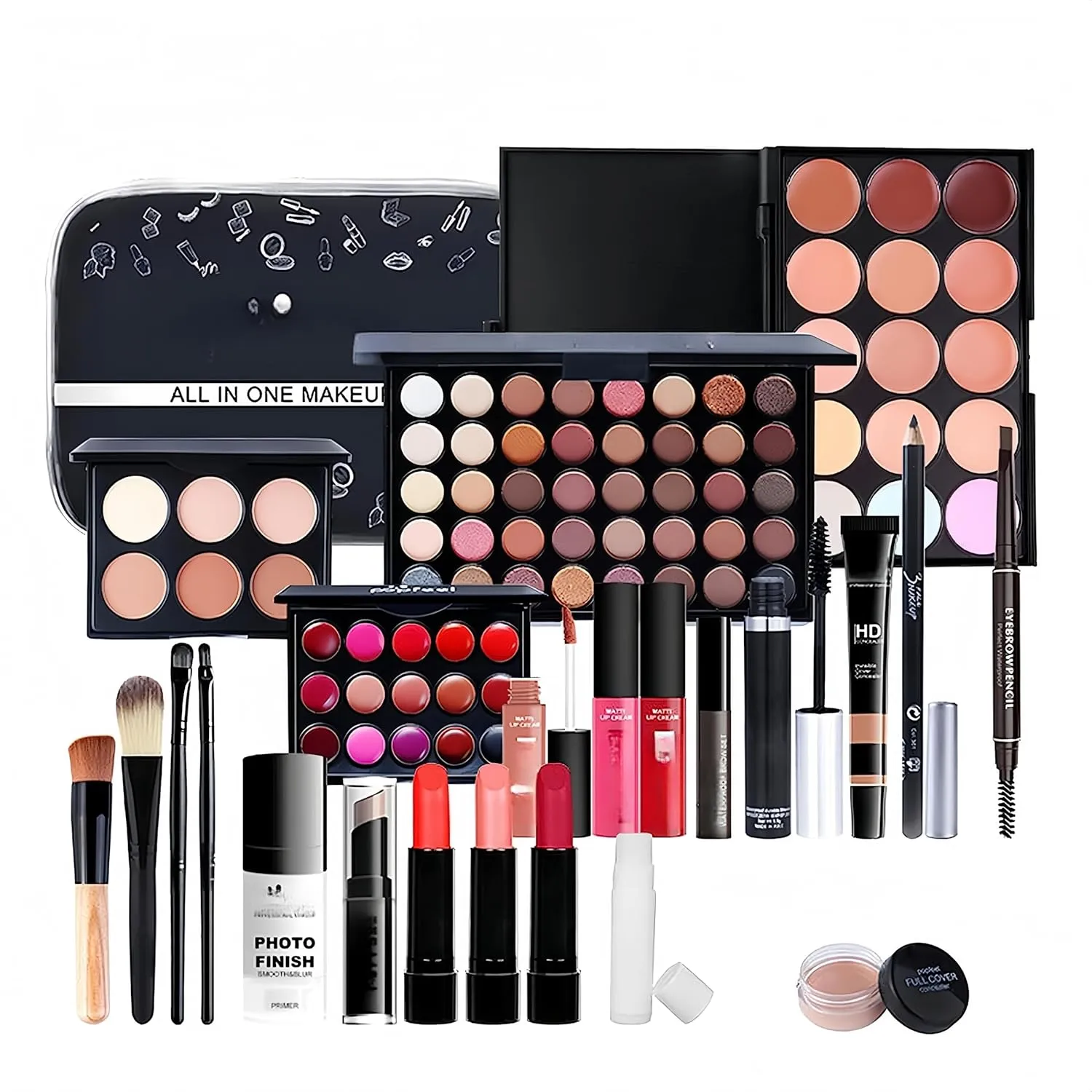 All In One Makeup Kit 27 Piece Makeup Kit for Women Full Kit, All in One Makeup Sets Include Eyebrow Eyeliner Eyeshadow Mascara Foundation Concealer Lip Gloss Lipstick Brush (MKit-03)