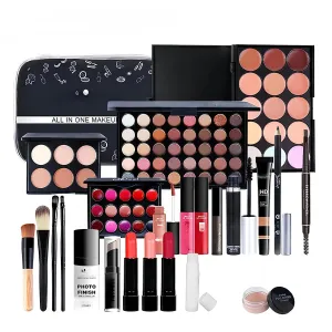 All In One Makeup Kit 27 Piece Makeup Kit for Women Full Kit, All in One Makeup Sets Include Eyebrow Eyeliner Eyeshadow Mascara Foundation Concealer Lip Gloss Lipstick Brush (MKit-03)