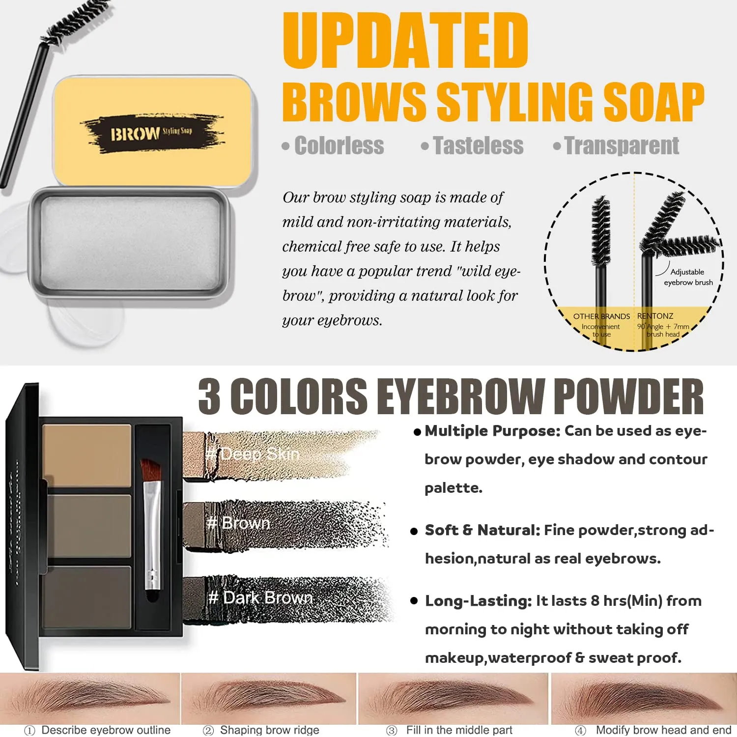 All In One Makeup Kit - Naked Eyeshadow (12 Colors), Liquid Foundation, Lipstick Set, Mascara, Makeup Brush, Sponge, Eyebrow Powder, Eyeliner Stamp (#104)