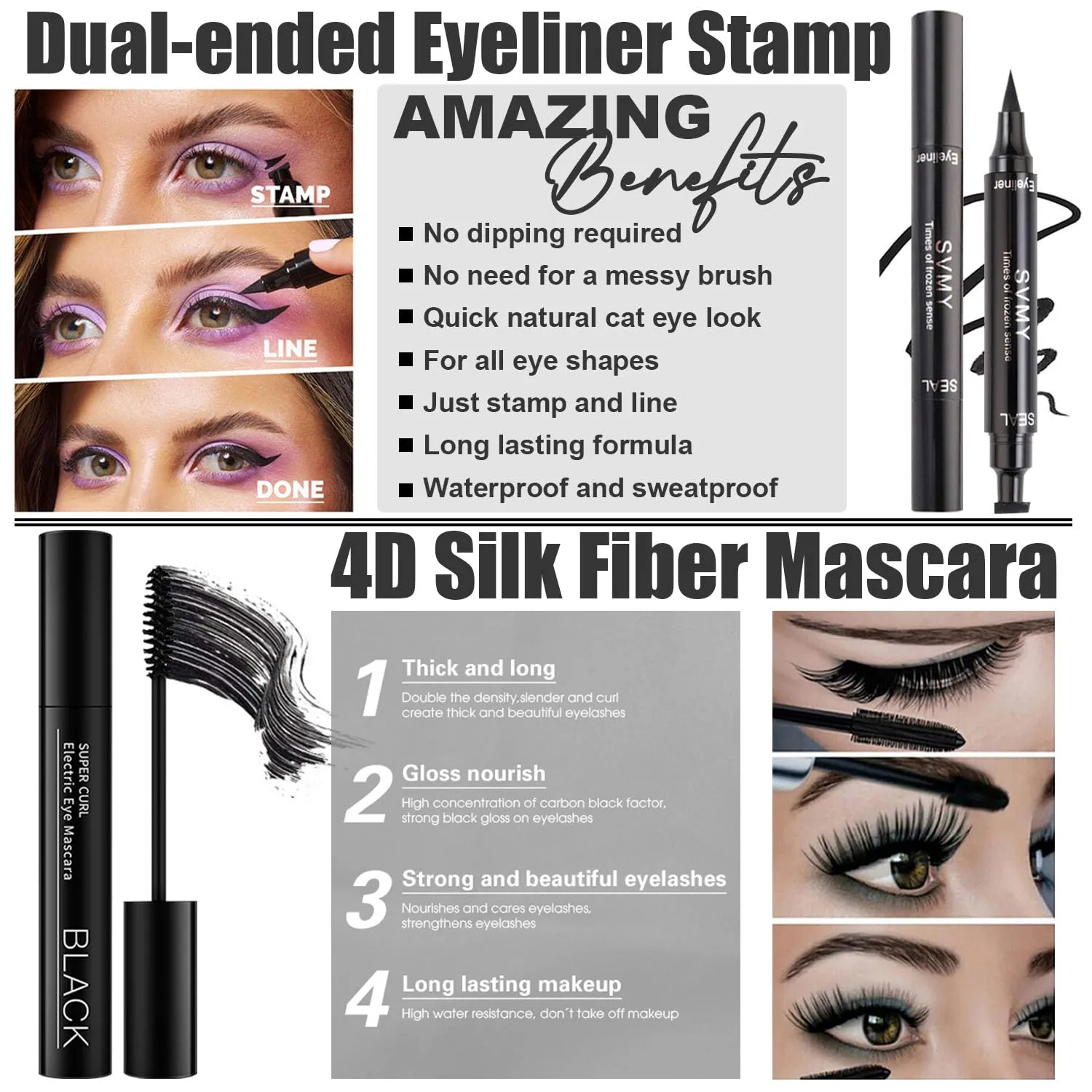 All In One Makeup Kit - Naked Eyeshadow (12 Colors), Liquid Foundation, Lipstick Set, Mascara, Makeup Brush, Sponge, Eyebrow Powder, Eyeliner Stamp (#104)