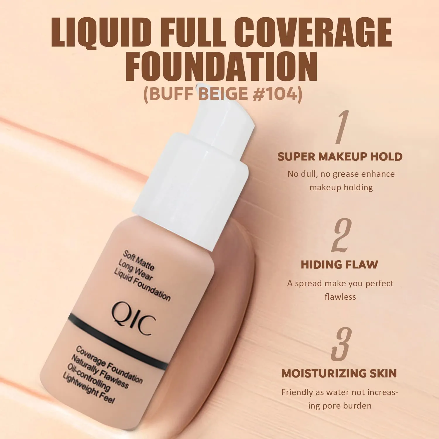 All In One Makeup Kit - Naked Eyeshadow (12 Colors), Liquid Foundation, Lipstick Set, Mascara, Makeup Brush, Sponge, Eyebrow Powder, Eyeliner Stamp (#104)
