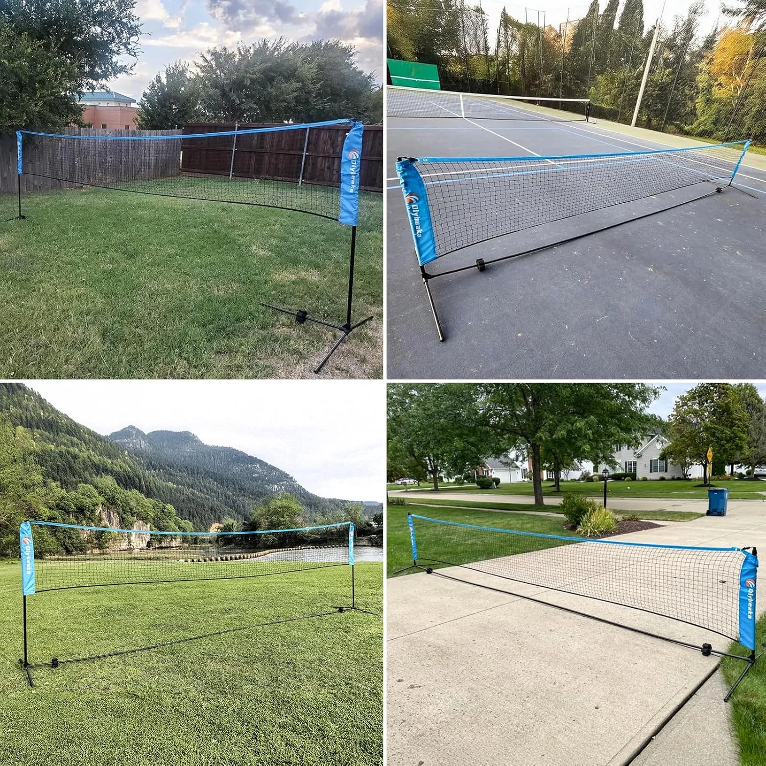 All-in-one Portable Badminton & Pickleball Net Set for Backyard Beach Driveway with Height Adjustable Poles, Durable Net, 2 Aluminum Badminton Rackets   2 Pickleball Paddles