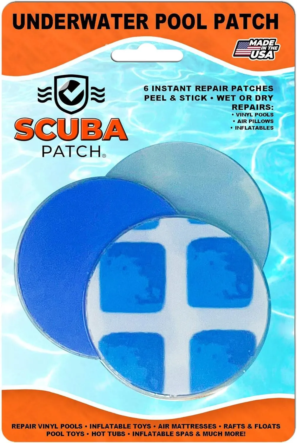 All-in-One Repair Kit for Above-Ground Pools | Fast, Underwater-Capable Peel-and-Stick OR Adhesive Glue-Down Vinyl Patches & for Easy Set and Frame Pools Blue Glue On
