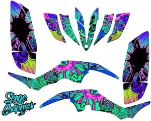 All Years Raptor 350 Zany Teal Senge Graphics Kit Compatible with Yamaha