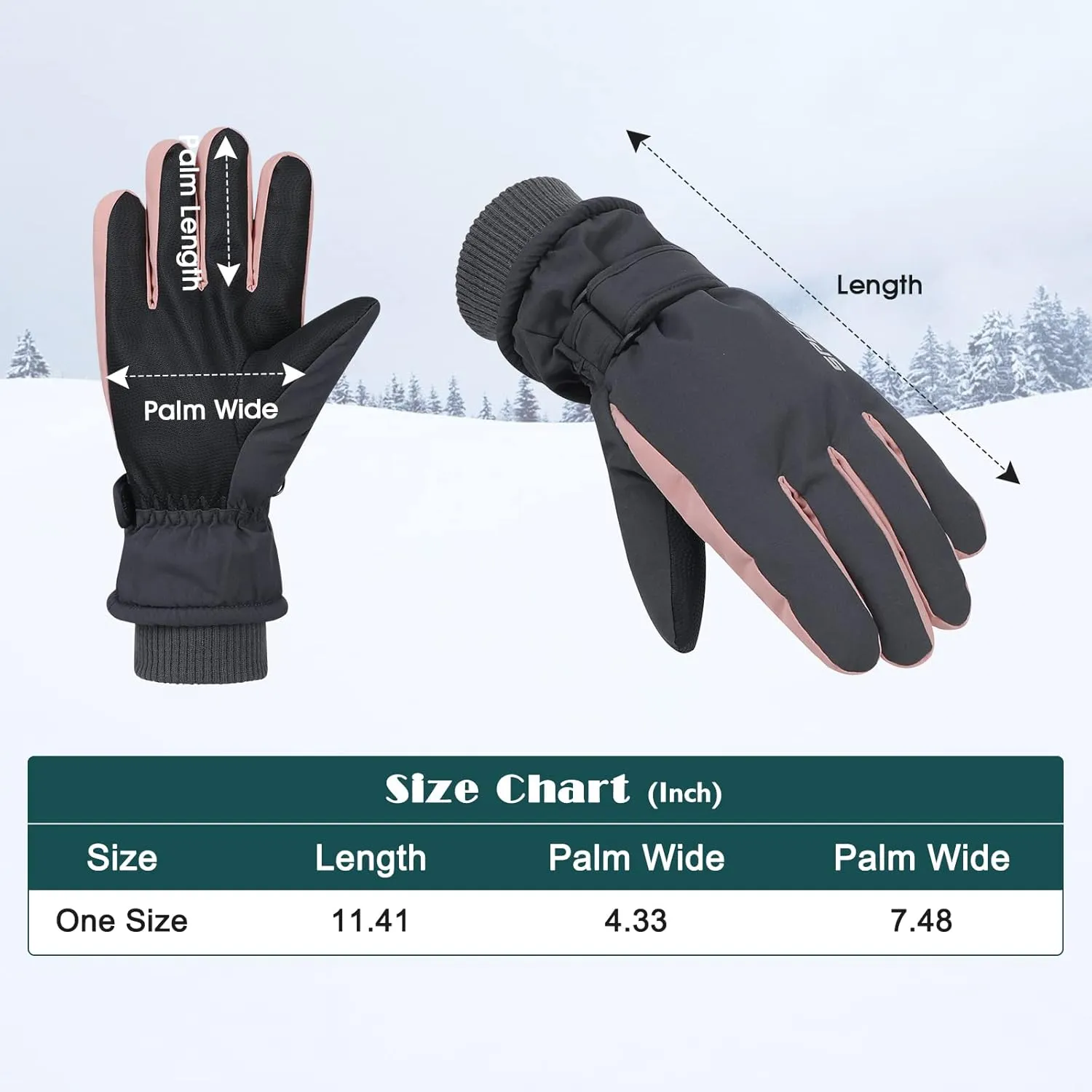 American Trends Winter Ski Gloves for Women Waterproof Winter Gloves Touchscreen Snow Gloves