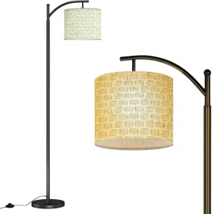 Arc Floor Lamps Green Watercolor Geometric Square Seamless Pattern Modern LED Adjustable Lampshade Standing Light for Living Room Reading Bedroom Office