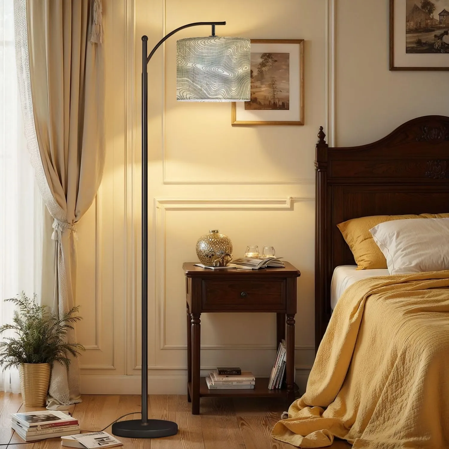 Arc Floor Lamps Topographic map Contour map Elevation Contour map Geographic World Modern LED Adjustable Lampshade Standing Light for Living Room Reading Bedroom Office