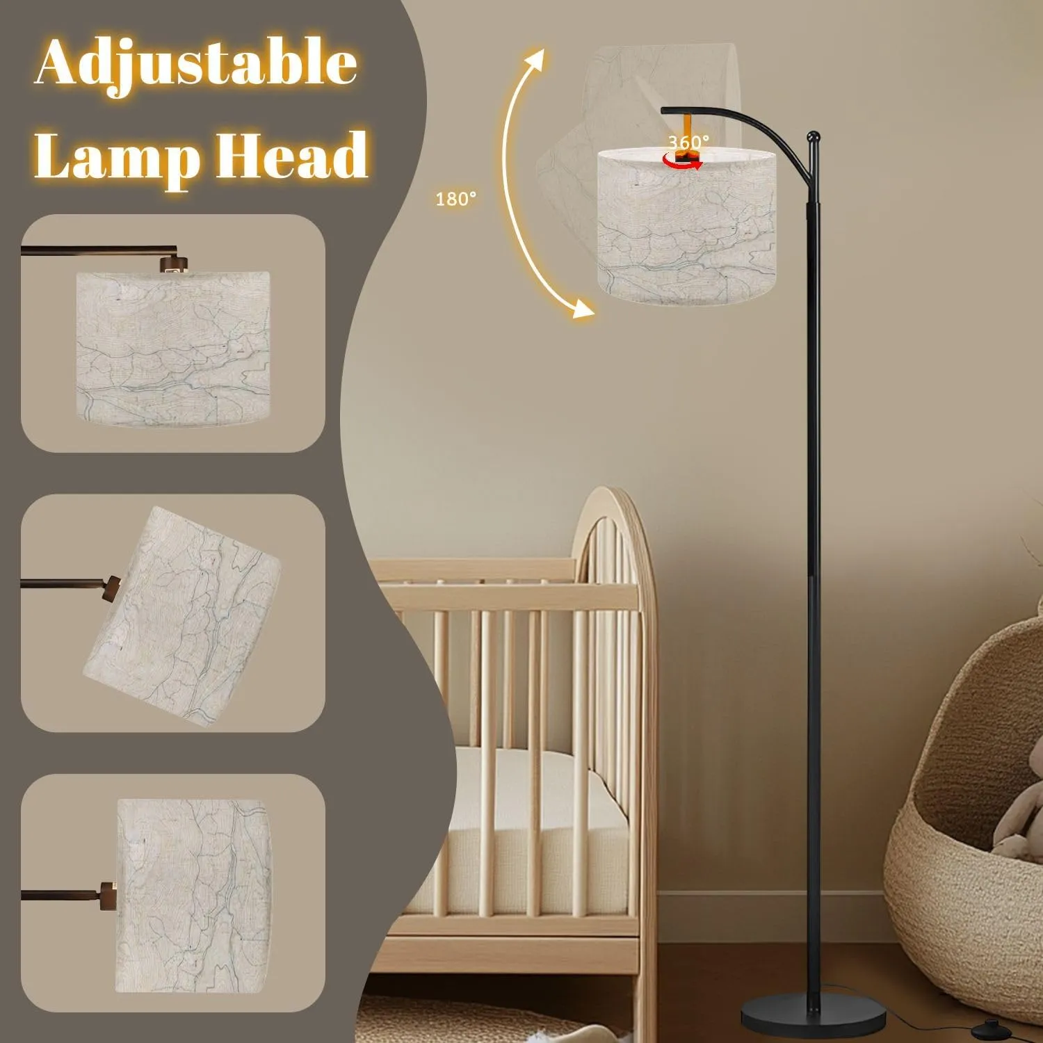 Arc Floor Lamps Topographic map Modern LED Adjustable Lampshade Standing Light for Living Room Reading Bedroom Office