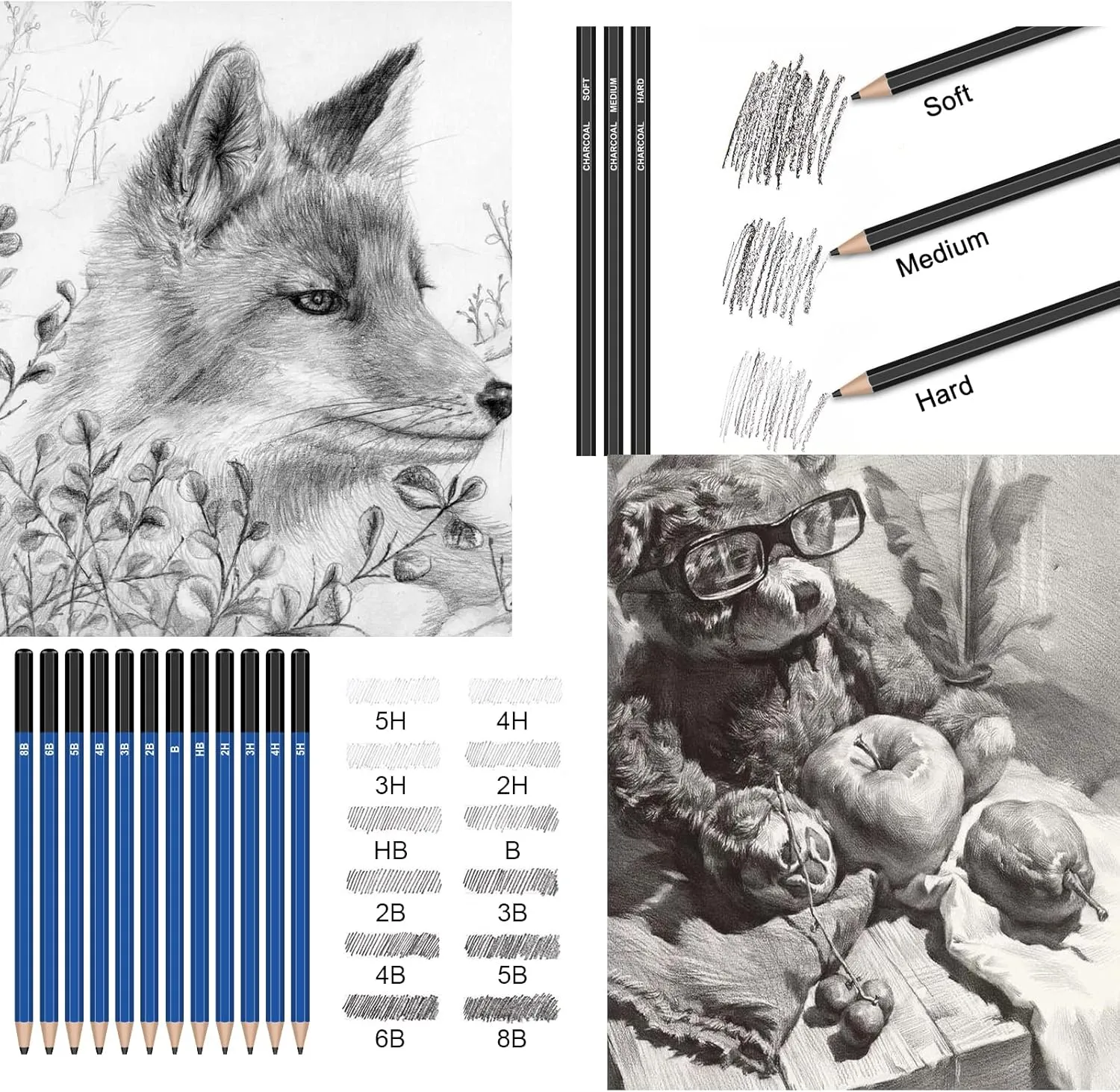 Art Supplies Drawing Kit, 146Pcs Drawing Pencils for Sketching - Include Colored, Graphite, Colored, Metallic, Charcoal Pencil, Ideal Gift for Beginners & Professional Artists Teens & Adults