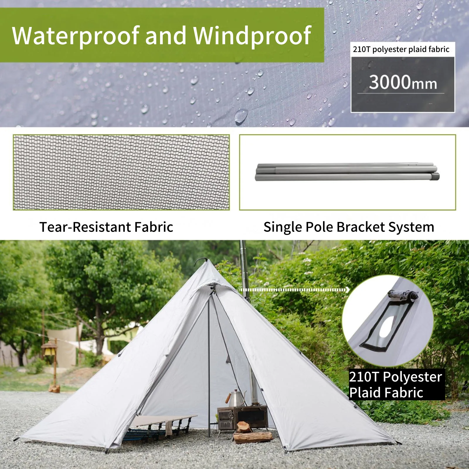ATEPA BRESCIA 1-Person Ultralight Camping Tent with Stove Jack