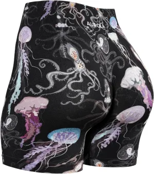 AUROLA Print Collection Fashion Shorts for Women,Inside White Scrunch Seamless Pattern Active Workout Shorts