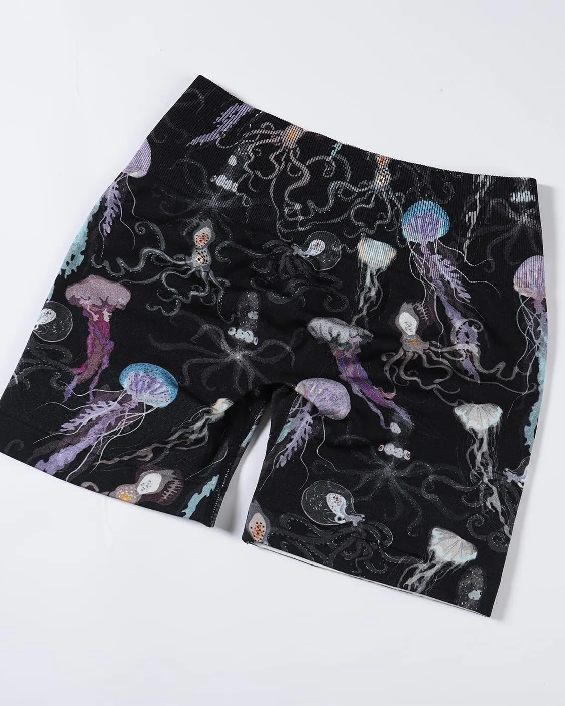 AUROLA Print Collection Fashion Shorts for Women,Inside White Scrunch Seamless Pattern Active Workout Shorts
