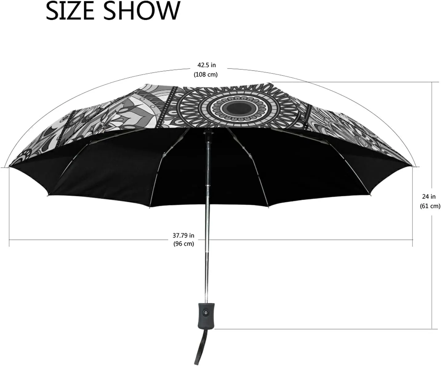 Automatic Folding Umbrella, Portable Strong Travel Rain Umbrella, Auto Open/Close Lightweight Compact Sun Anti-UV Parasol