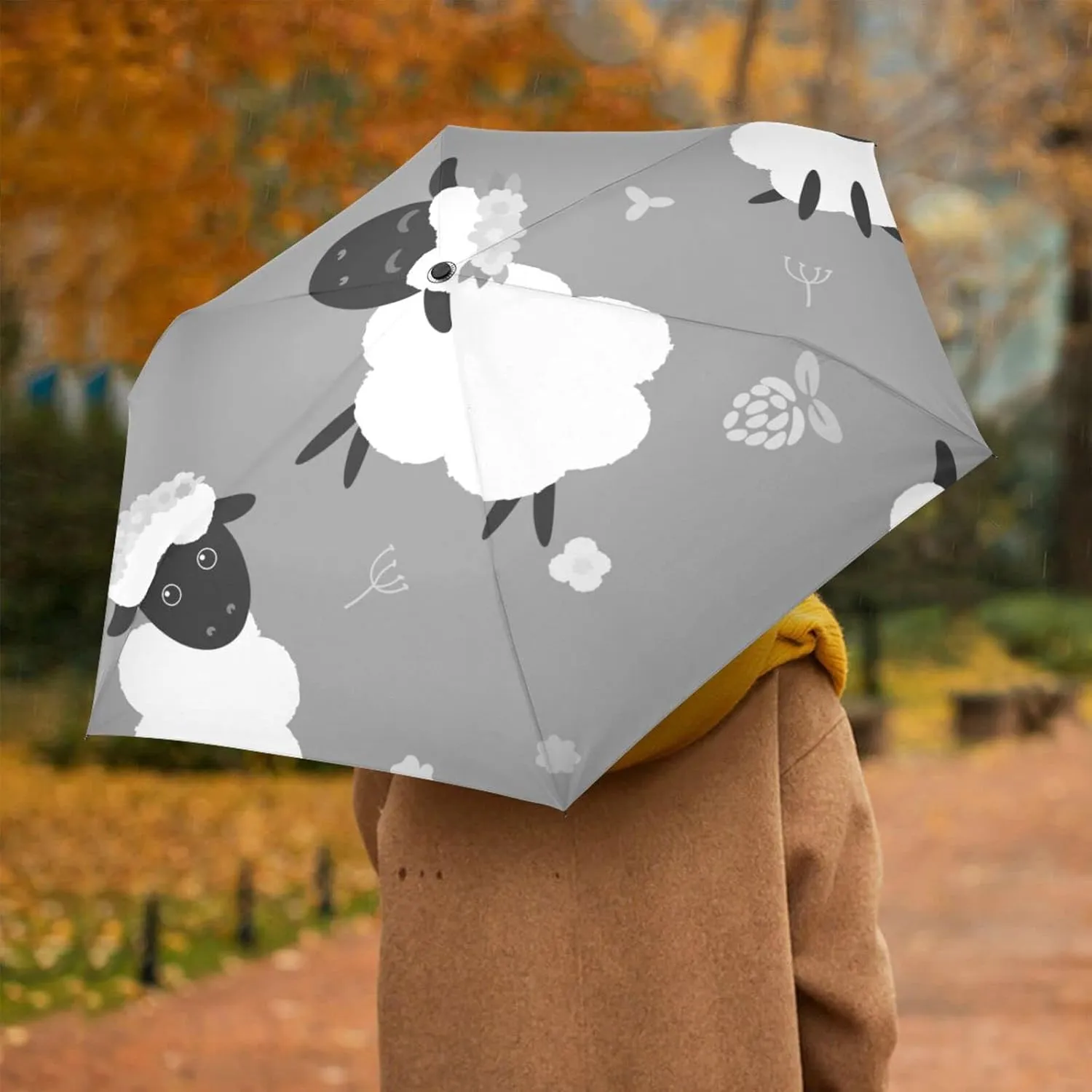 Automatic Lightweight Folding Umbrella, Auto Open/Close Portable Sun Travel Parasol, Compact Anti-UV Strong Rain Umbrella