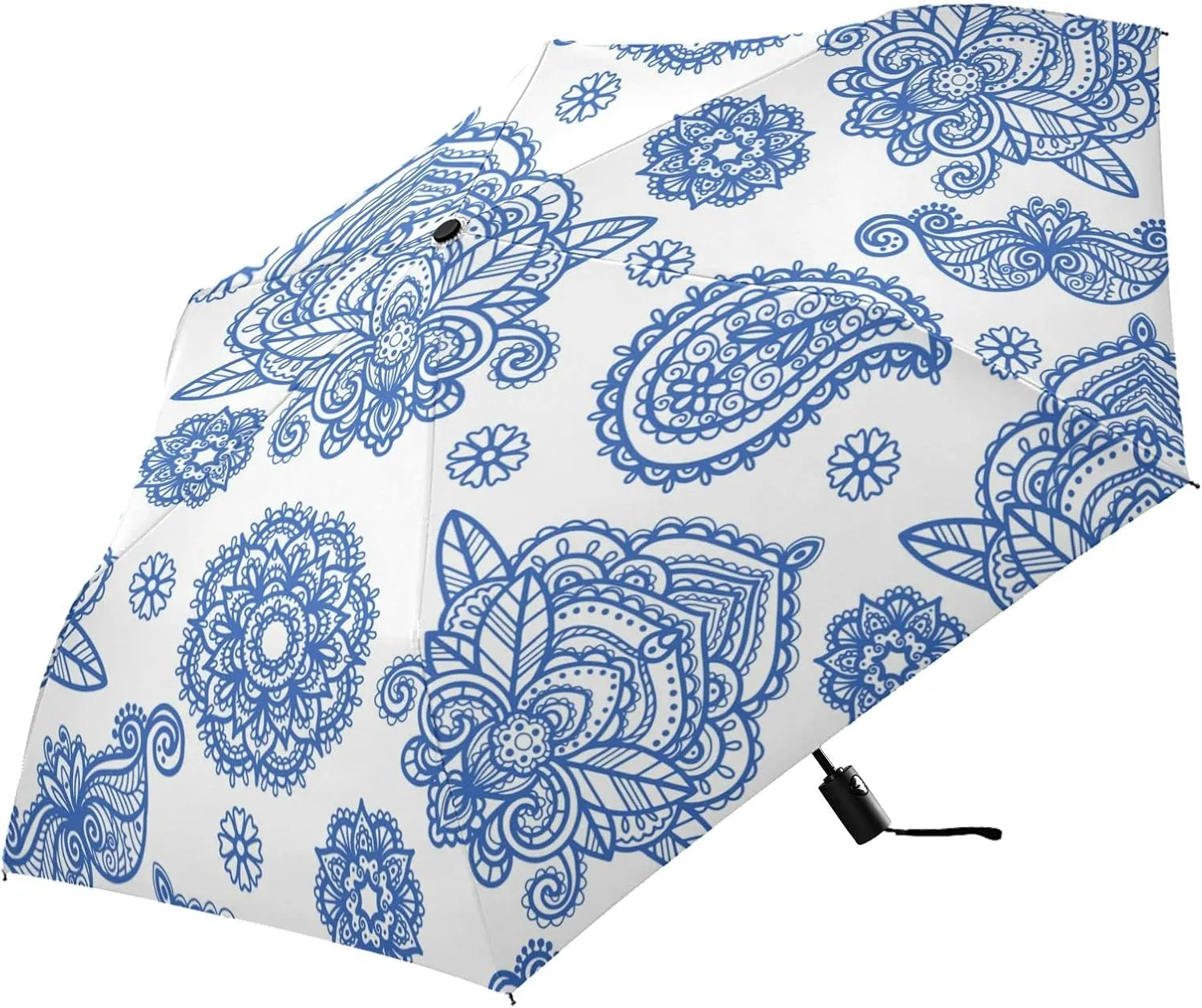 Automatic Lightweight Folding Umbrella, Auto Open/Close Portable Sun Travel Parasol, Compact Anti-UV Strong Rain Umbrella