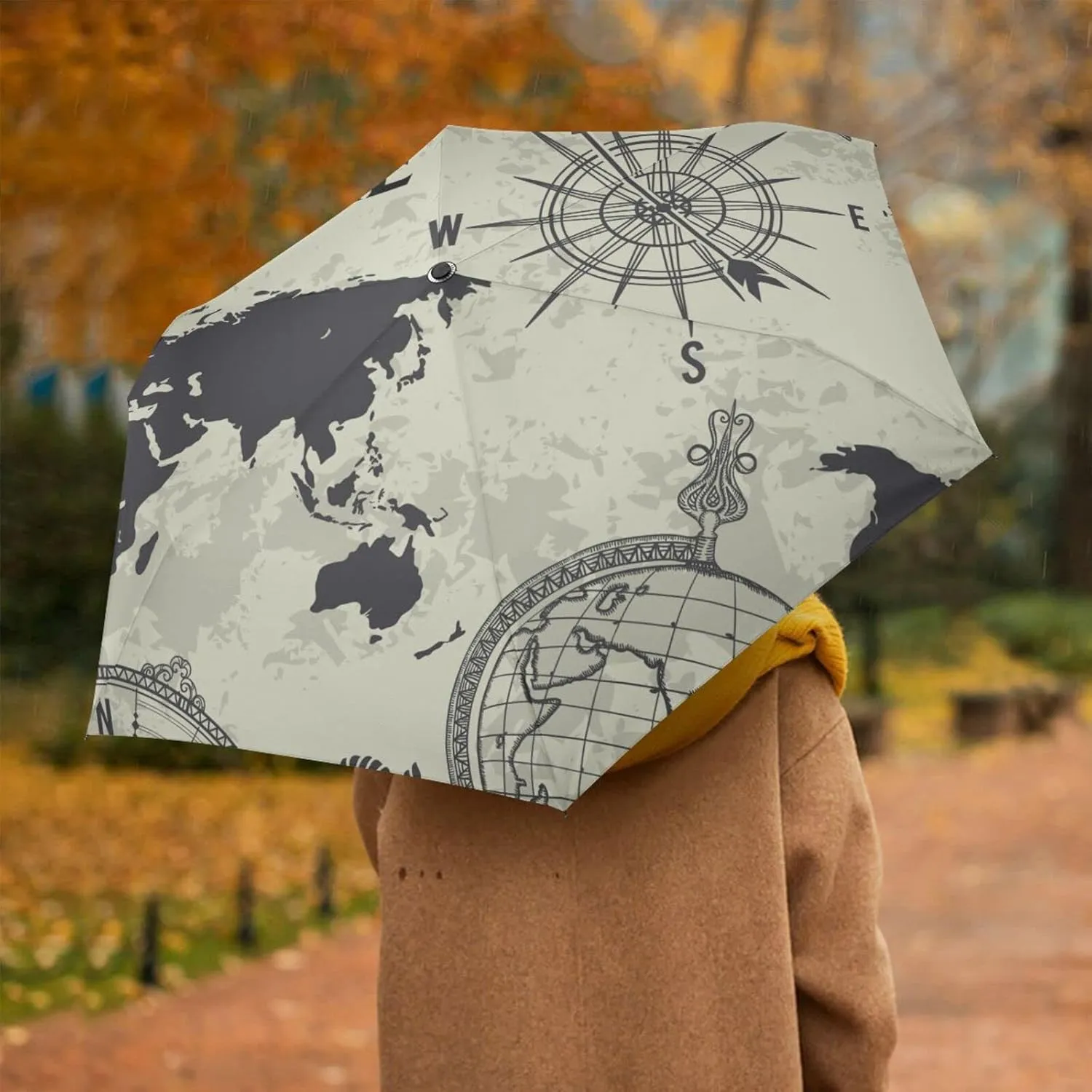 Automatic Lightweight Folding Umbrella, Auto Open/Close Portable Sun Travel Parasol, Compact Anti-UV Strong Rain Umbrella