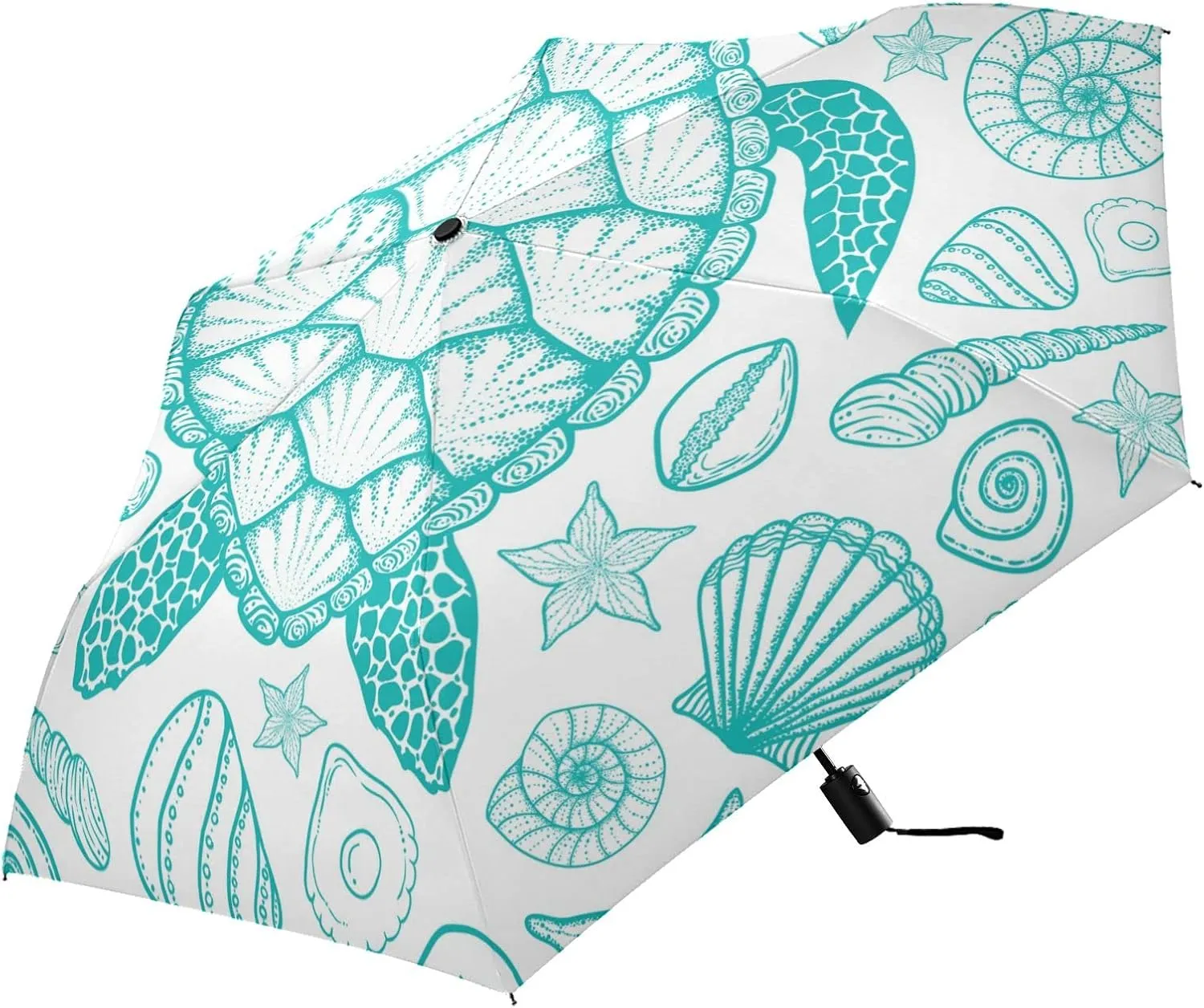 Automatic Lightweight Folding Umbrella, Auto Open/Close Portable Sun Travel Parasol, Compact Anti-UV Strong Rain Umbrella