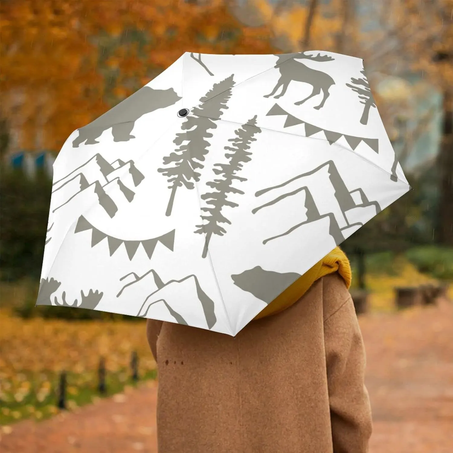 Automatic Lightweight Folding Umbrella, Auto Open/Close Portable Sun Travel Parasol, Compact Anti-UV Strong Rain Umbrella