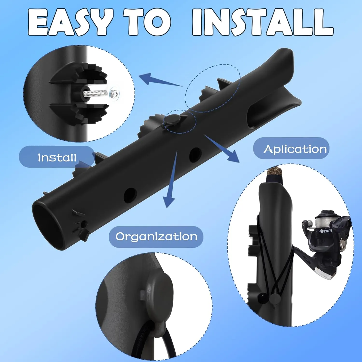Aventik Tube Fishing Rod Holder Bracket Wall Mounted Boat Side Mount Tool Holder Tube Links with Screws 1/2/3/4/6 Pole Tube Fishing Rod Holders
