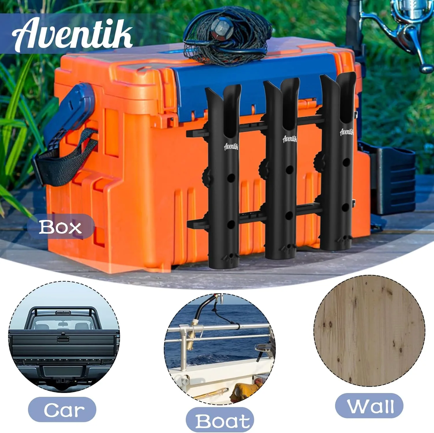 Aventik Tube Fishing Rod Holder Bracket Wall Mounted Boat Side Mount Tool Holder Tube Links with Screws 1/2/3/4/6 Pole Tube Fishing Rod Holders