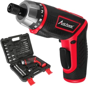AVID POWER Electric Screwdriver Set Rechargeable 4V Cordless Screwdriver Kit with 44pcs Accessories, 5.65Nm Screw Gun, 5 1 Torque Setting, 2 Position Handle with LED Light