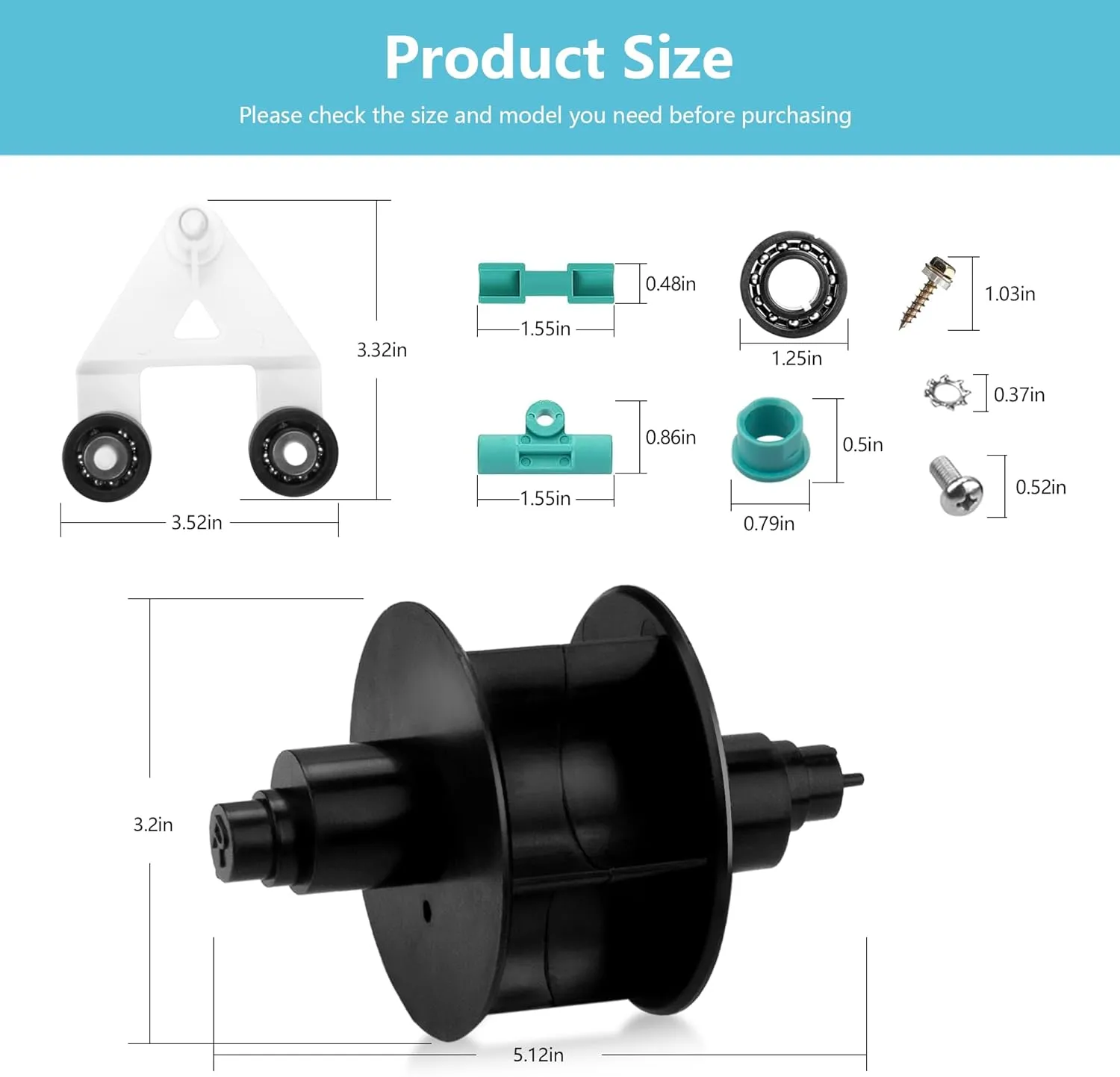 AXV621DAT Universal Pool Vac A-Frame/Turbine Kit for Hayward Navigator (All), Pool Vac (All), Ultra, Aquadroid, Aqua Bug, Diver Dave and Wanda The Whale, for Hayward Pool Vacuum Parts