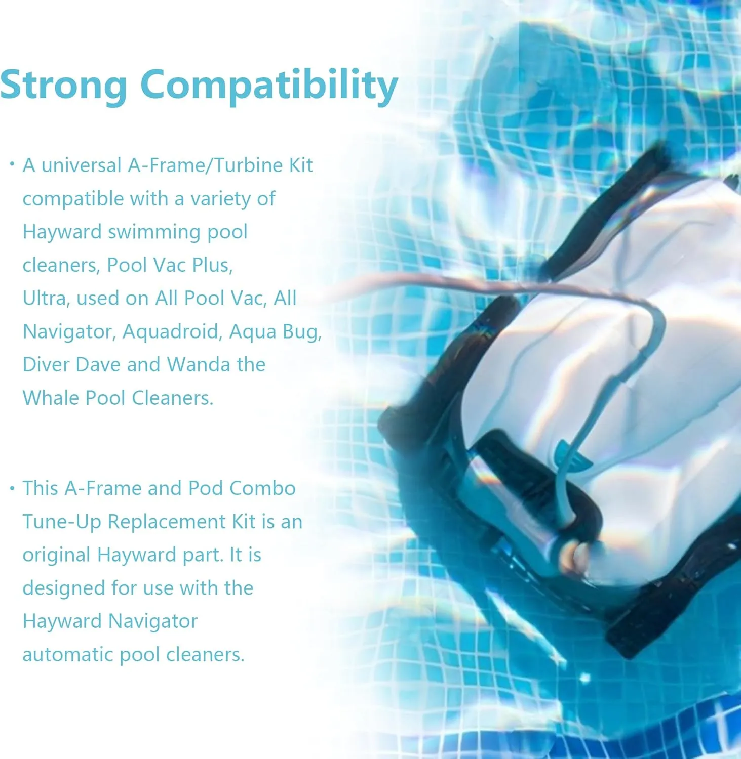 AXV621DAT Universal Pool Vac A-Frame/Turbine Kit for Hayward Navigator (All), Pool Vac (All), Ultra, Aquadroid, Aqua Bug, Diver Dave and Wanda The Whale, for Hayward Pool Vacuum Parts