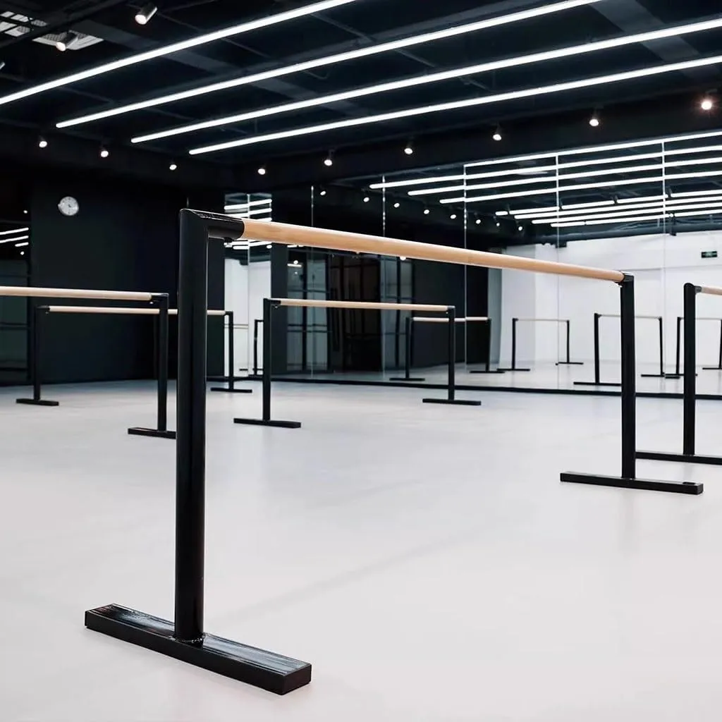 Ballet Barre Double Layered Home Ballet Pole, with A Solid Wood Handle and Anti Slip Base, The Dance Bar is Equipped with A Fitness Training Bar (Black 1M/3.3FT)