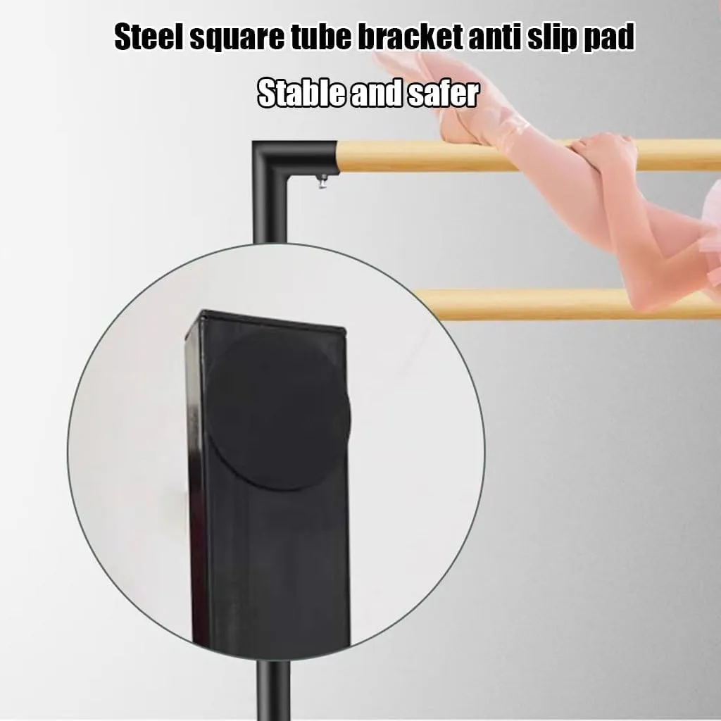 Ballet Barre Double Layered Home Ballet Pole, with A Solid Wood Handle and Anti Slip Base, The Dance Bar is Equipped with A Fitness Training Bar (Black 1M/3.3FT)