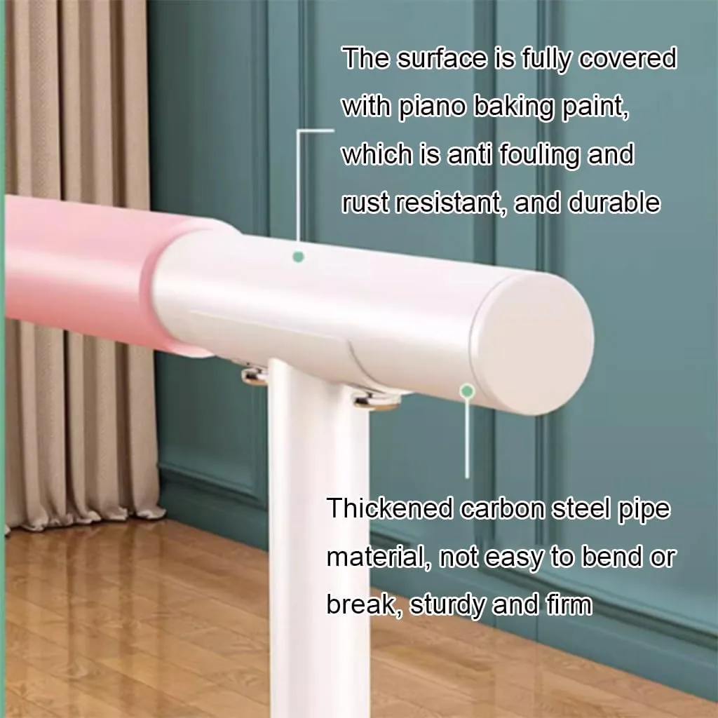 Ballet Barre Mobile Double Layer Ballet Barre with Adjustable Height of 85-110cm, with Comfortable Anti Slip Handle,2M/6.6FT