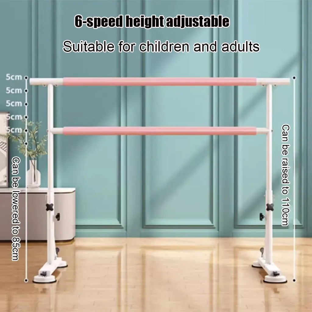 Ballet Barre Mobile Double Layer Ballet Barre with Adjustable Height of 85-110cm, with Comfortable Anti Slip Handle,2M/6.6FT