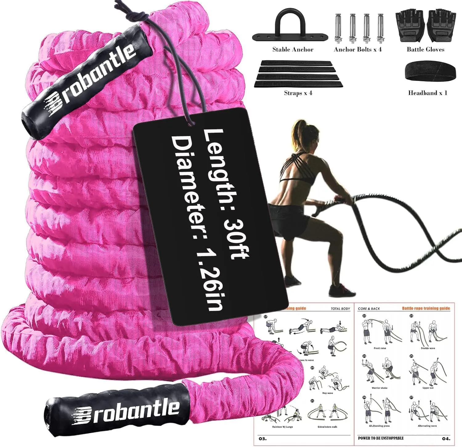 Battle Rope Battle Ropes for Exercise Workout Rope Exercise Rope Battle Ropes for Home Gym Heavy Ropes for Exercise Training Ropes for Working Out Weighted Workout Rope Exercise Workout Equipment