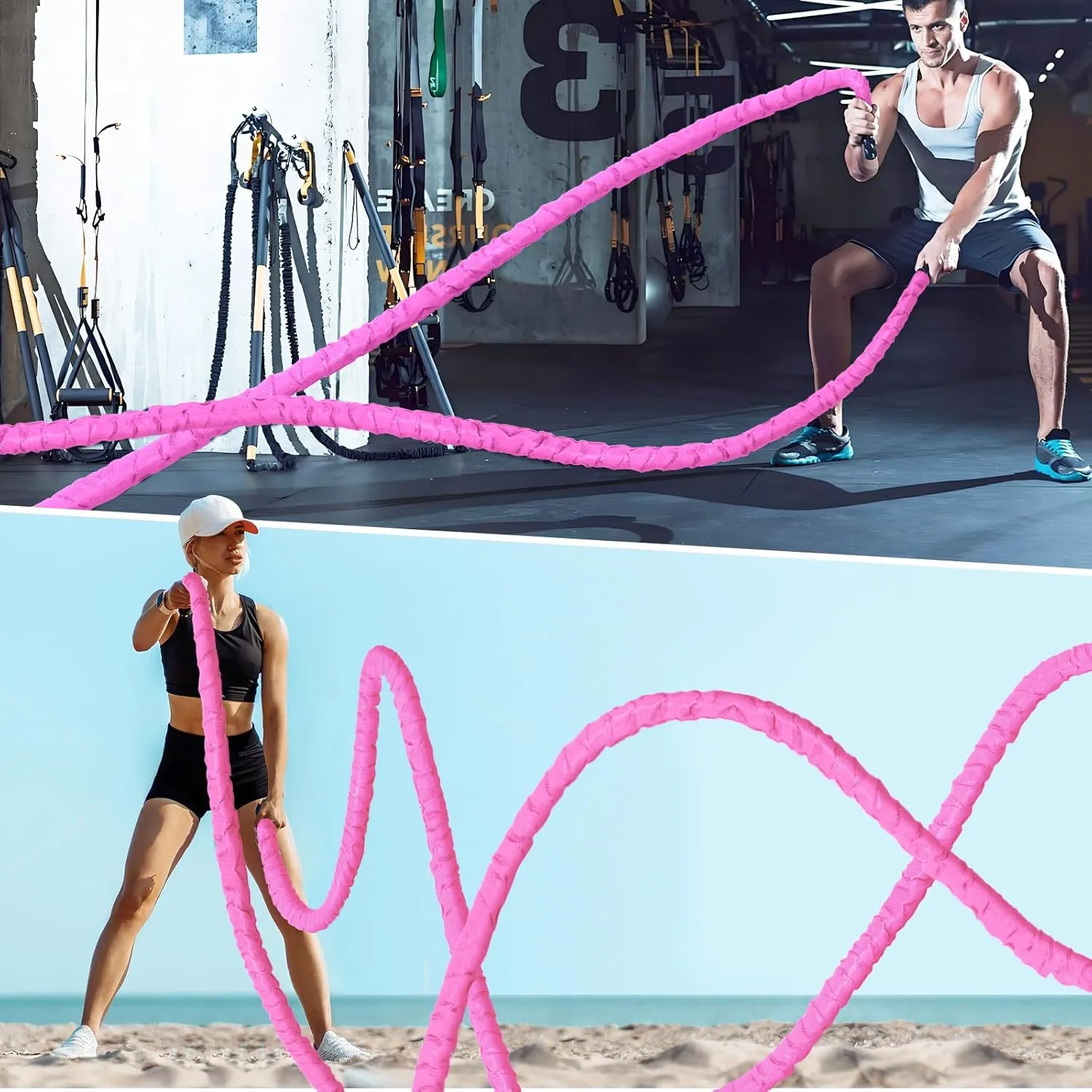 Battle Rope Battle Ropes for Exercise Workout Rope Exercise Rope Battle Ropes for Home Gym Heavy Ropes for Exercise Training Ropes for Working Out Weighted Workout Rope Exercise Workout Equipment