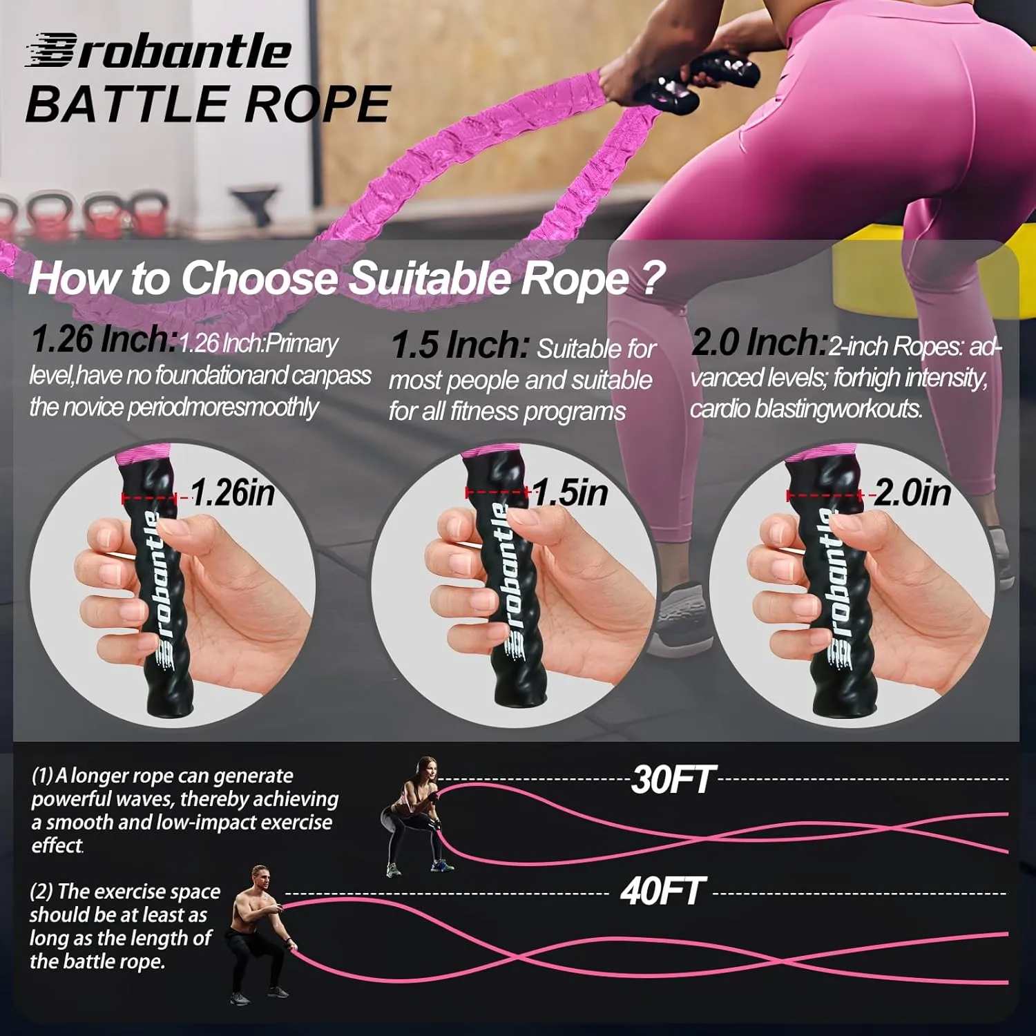 Battle Rope Battle Ropes for Exercise Workout Rope Exercise Rope Battle Ropes for Home Gym Heavy Ropes for Exercise Training Ropes for Working Out Weighted Workout Rope Exercise Workout Equipment