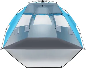 Beach Tent, Quick-Open Sun Shelter Canopy UPF 50  UV Protection Portable Beach Shade Tent