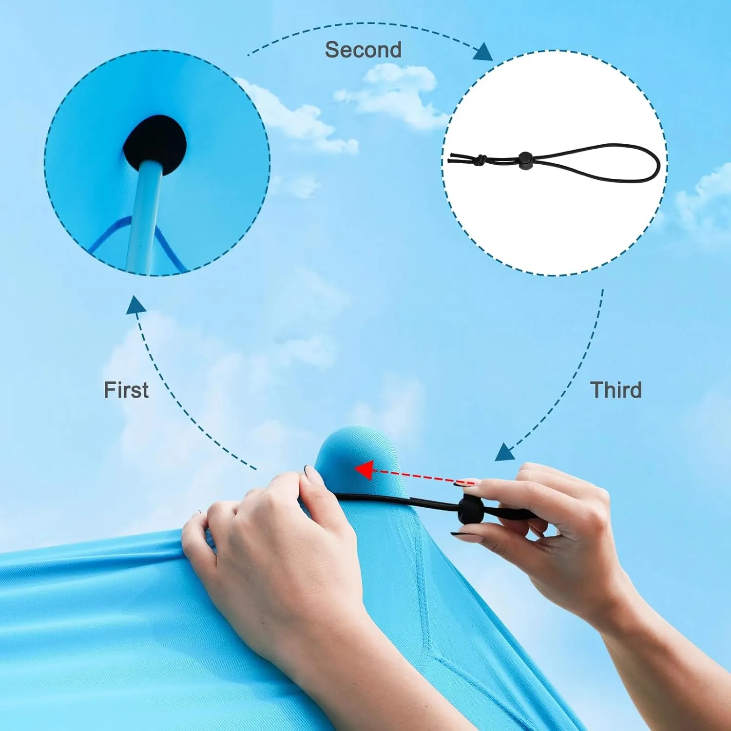 Beach Umbrella Tent UPF50  Protection Sun Shelter, Outdoor Pop Up Beach Canopy, Camping, Fishing, Picnics (Sky Blue, 7x7 Ft 4 Pole), Includes Sand Shovel, Ground Pegs & Stability Poles & a Carry Bag