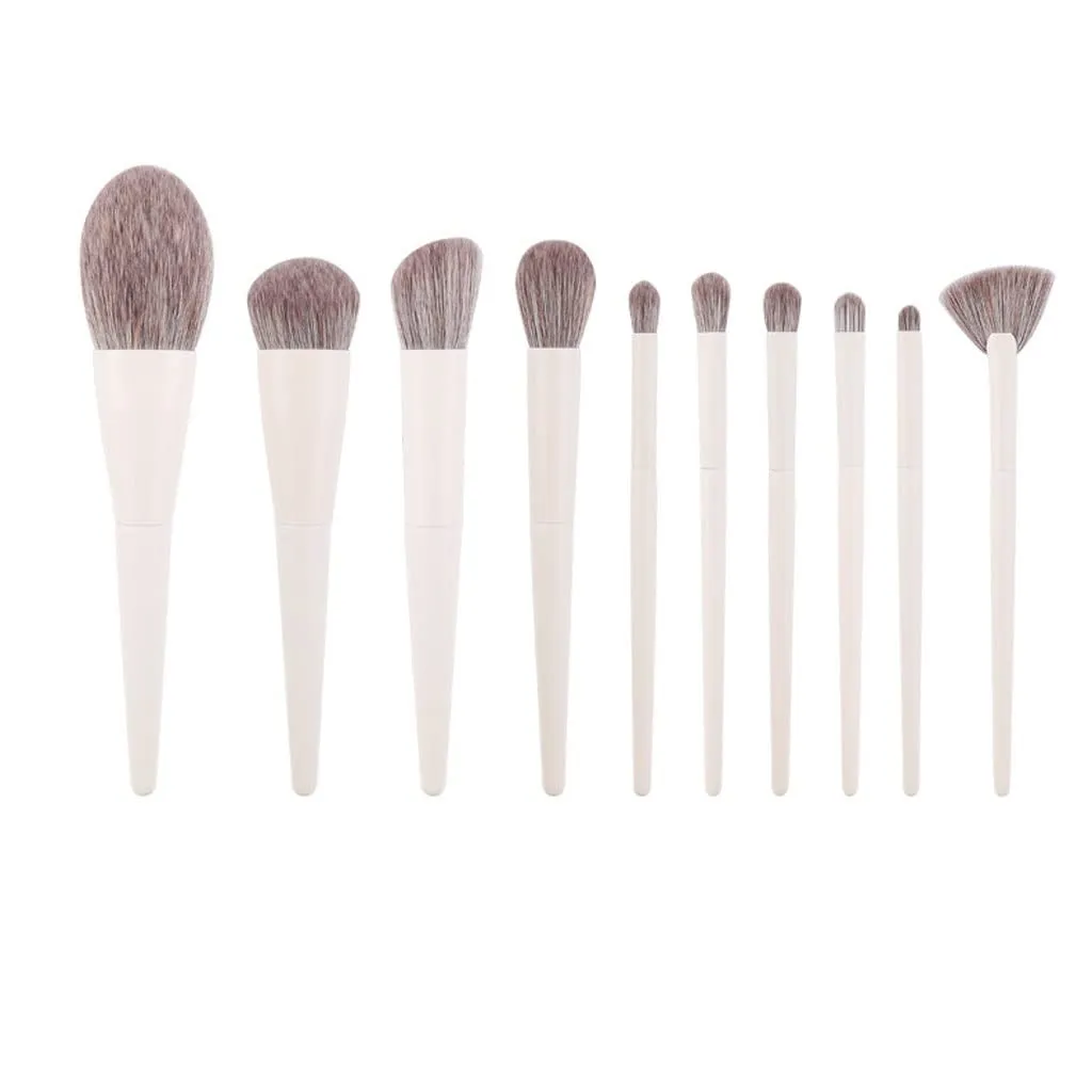 Beauty Tools Set Concealer Eye Shadow Loose Powder Brush 10 Milk Yellow Makeup Brush Set(1,D)