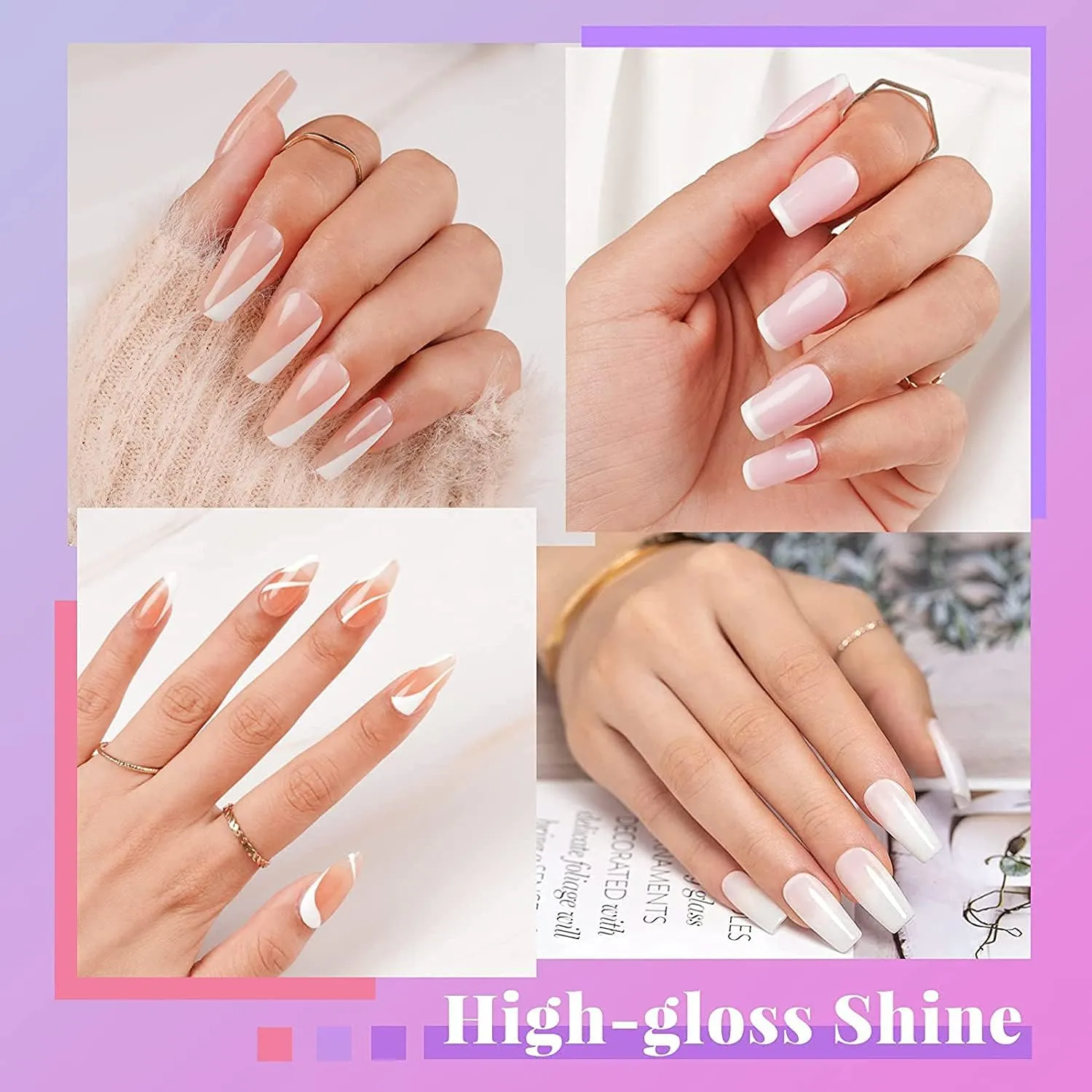 Beetles Gel Nail Polish Kit with U V LED Light 48W,6 Colors Jelly Milky White Sheer Pink Nude Gel Polish Starter Kit Manicure,Soak Off U V Gel Nail Polish Set Salon DIY for Girl