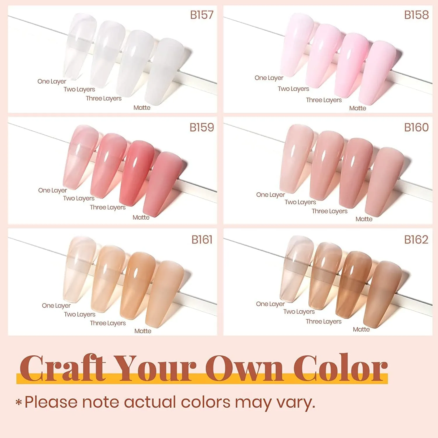 Beetles Gel Nail Polish Kit with U V LED Light 48W,6 Colors Jelly Milky White Sheer Pink Nude Gel Polish Starter Kit Manicure,Soak Off U V Gel Nail Polish Set Salon DIY for Girl