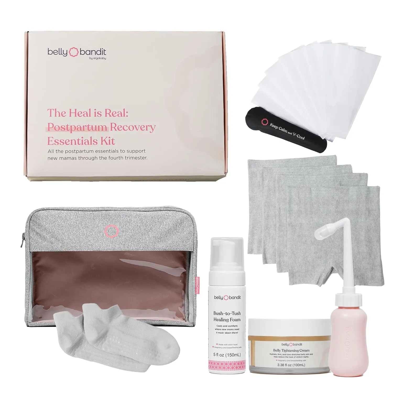 Belly Bandit Postpartum Essentials Kit for Mom – Complete Postpartum Care Set with Peri Bottle, Healing Foam, Hot & Cold Gel Pack, Recovery Underwear & More – Post Pregnancy Recovery Kit