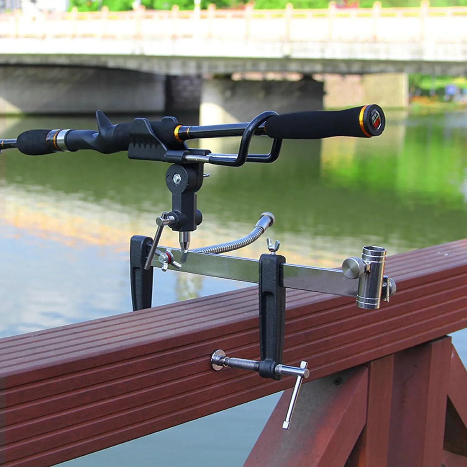 BESPORTBLE Fishing Pole Holder for Boat: 360 Degree Adjustable Fishing Rod Racks Folding Holder with 23cm Large Clamp Opening for Canoe Kayak Marine